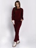 Insulated tracksuit for women sweatshirt and loose pants burgundy FI762